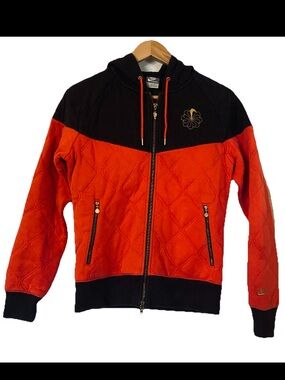 VTG Y2K Nike Sportswear Quilted Jacket Red Gold Sneaker Rare Heavyweight L